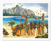 Spirit of the Islands - Hawaiian Canoe (Wa'a) and Paddles (Hoe) - Poster by Peggy Chun