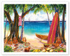 Beach Dreams - Hawaiian Beach Party - Ukuleles, Surfboards - Poster by Peggy Chun