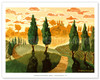 Tuscan Sunset - Tuscany Italy - Italian Vineyards, Cypress Trees - Poster by Robin Wethe Altman