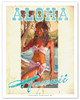 Aloha Hawaii - Girl at the Beach - Poster by Wade Koniakowsky