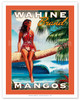 Wahine Brand Mango - Hawaiian Woman and Waves - Poster by Wade Koniakowsky