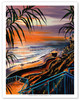 Surfer at Sunset - Californian Beach - Poster by Wade Koniakowsky
