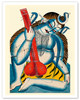 Lord Shiva Holding a Sitar or Tanbura in the Form of a Lingam - Kalighat Painting - c. 1800's
