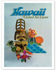 Hawaii - United Air Lines - Tiki & Volcano - Vintage Travel Poster