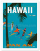 Pan American, Hawaii - Surfers Holding Hands - Poster by Aaron Fine
