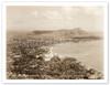 Waikiki Area and Diamond Head Crater - Honolulu, T.H. Territory of Hawaii - Vintage Sepia Toned Photograph