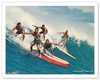 Surfing Waikiki - Honolulu, Hawaii - c. 1955 - Vintage Surfing Photograph