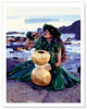 Grateful, Hula Girl with Ipu Drum, Hawaii - Poster by Ron Laes