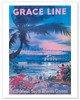 Grace Line, Caribbean & South America Cruises - Vintage Cruise Ship Travel Poster