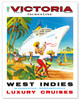 Victoria Incres Line: West Indies - Luxury Cruises - Vintage Cruise Ship Travel Poster