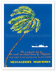 Messageries Maritimes - Palm & Ship - Poster by Charles Maurice Perrot