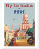 India by BOAC - Vintage Airline Travel Poster
