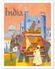 India - Regal Elephant with a Brightly Colored Howdah (Carriage)