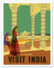 Taj Mahal - Visit India - c. 1950's - Vintage Airline Travel Poster