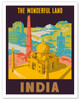 India - The Wonderful Land - Taj Mahal - Vintage Travel Poster