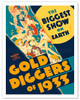 Gold Diggers of 1933 - The Biggest Show on Earth - Musical Starring Warren William and Joan Blondell - Vintage Musical Film Movie Poster