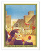 Le Maroc Par Marseille (Morocco by Marseille) - The Sultan Going to the Mosque of Fez - Poster by Maurice Romberg