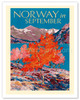 Norway in September - Fjord Autumn Fall - Norwegian State Railways - Poster by Freda Lingstrom