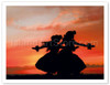 Hula Sisters, Hawaiian Hula Dancers at Sunset - Poster by Randy Jay Braun