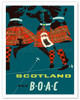 Scotland - Scottish Highland Dancers in Royal Stewart Tartan Kilts - Fly BOAC - Vintage Airline Travel Poster