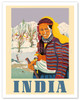 India - Kashmir Native Woman - Vintage Travel Poster