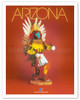 Arizona - United Airlines - Pueblo Native American Kachina Doll - c. 1970's - Vintage Airline Travel Poster