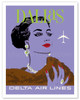 Dallas, Texas - Delta Air Lines - Vintage Airline Travel Poster