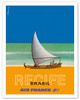 Recife - Brazil (Brasil) - Fisherman and Sailboat - Poster by Claude Brunswick