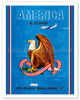America by Clipper - Pan American World Airways - Fly with the Leader - United States National Bald Eagle - Vintage Airline Travel Poster