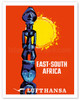 East-South Africa - Lufthansa German Airlines - Vintage Airline Travel Poster