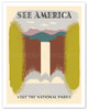 See America - Visit the National Parks - Waterfall - United States Travel Bureau - Poster by Harry Herzog
