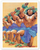 Strong Legs (Nā Wāwae Ikaika) - Hawaiian Dancers - Poster by Janet Stewart