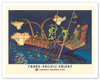 Trans-Pacific-Orient Cormorant Fishing - American President Lines - c. 1947 - Poster by Millard Sheets