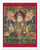 Virudhaka, Guardian of the South - Worldly Protector Deity - Vintage Tibetan Thangka Buddhist Painting