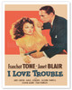 I Love Trouble - Starring Franchot Tone and Janet Blair - c. 1948 - Vintage Film Noir Movie Poster