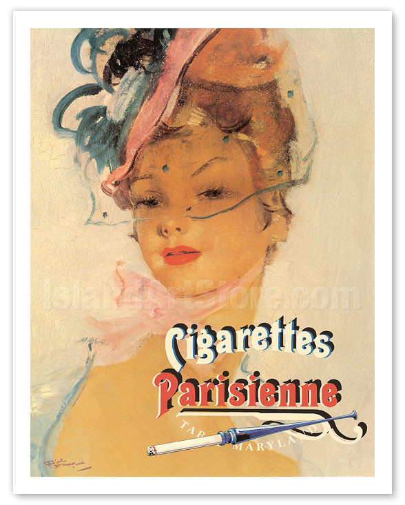 parisienne cigarettes Parisienne - Swiss Brand Cigarettes by Jean Gabriel Domergue - Fine Art  Prints & Posters