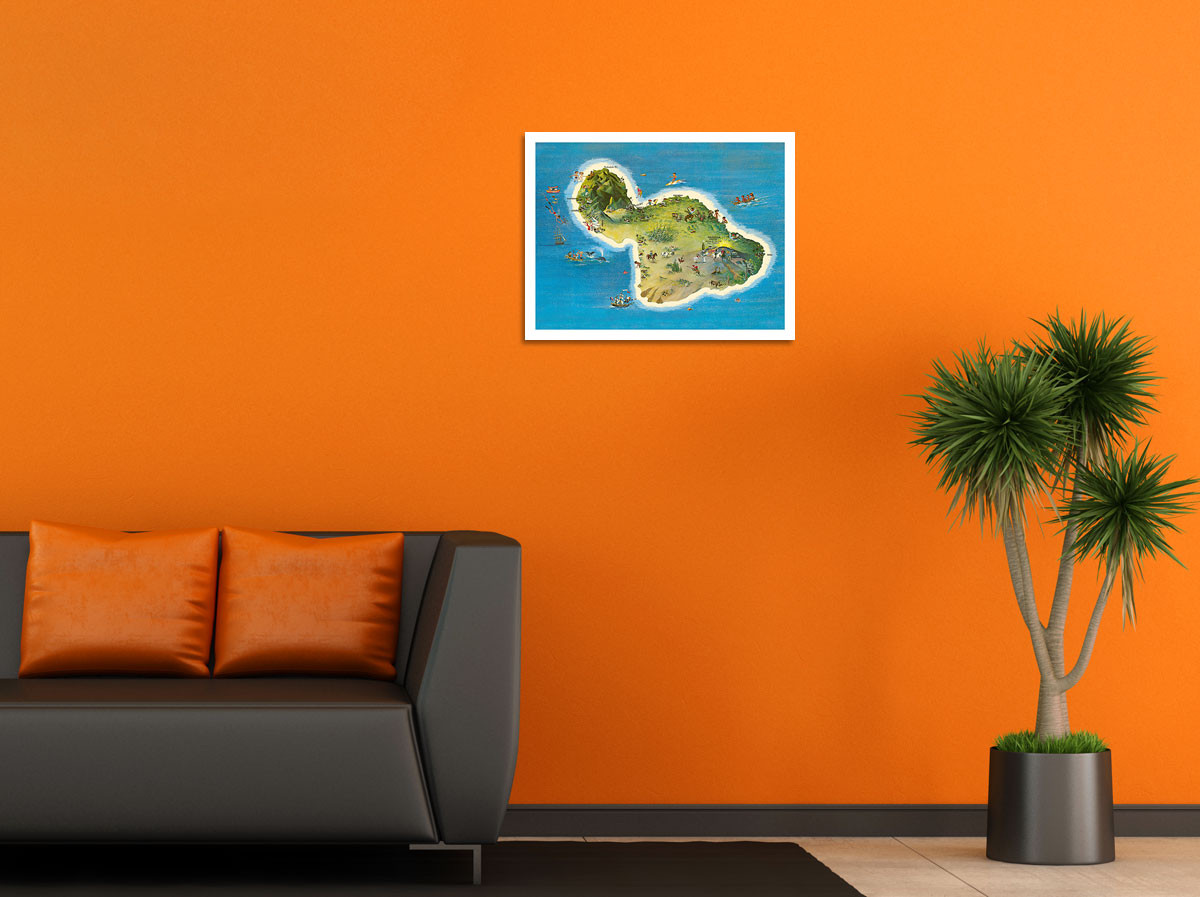 The Island of Maui Hawaii - Pictorial Map c.1962 by Ray Lanterman