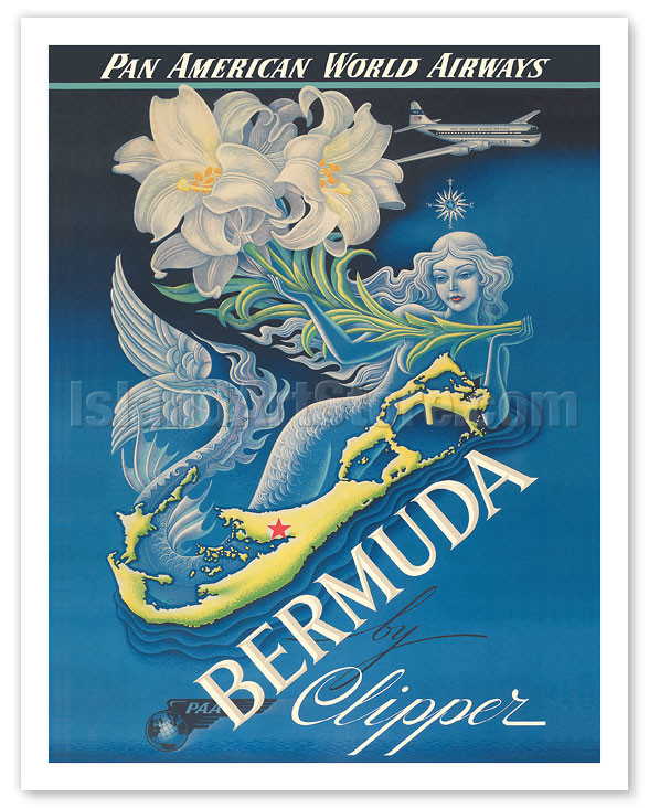 アルカラーE絵画 大航海 F406001 Bermuda by Clipper - Pan American World Airways - Mermaid with