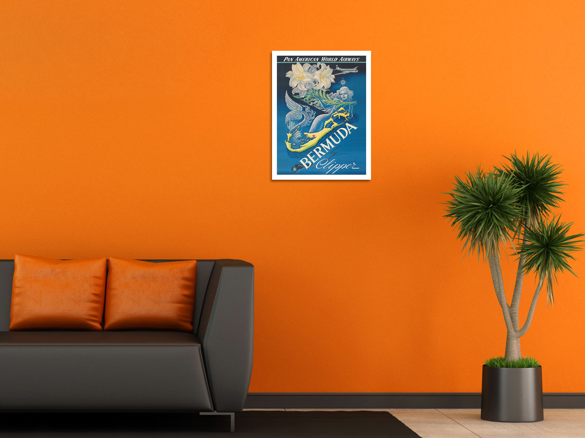 Bermuda by Clipper - Pan American World Airways - Mermaid with