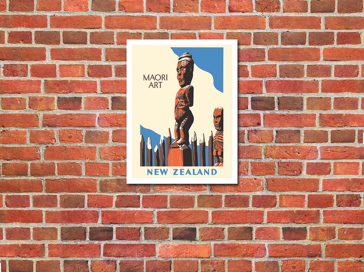 New Zealand - Maori Art - Carved Wooden Statues - c. 1940 by