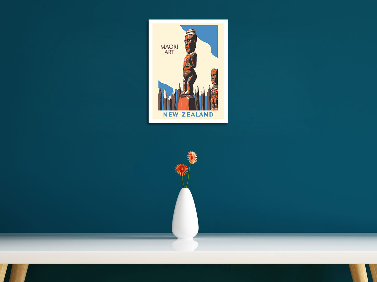 New Zealand - Maori Art - Carved Wooden Statues - c. 1940 by