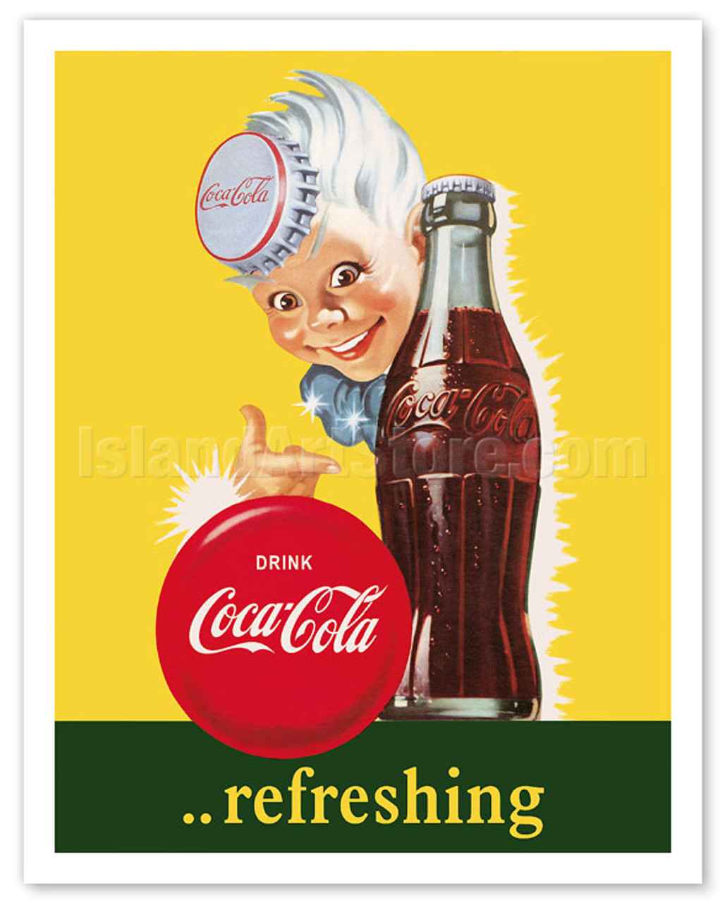 Drink Coca Cola - Refreshing - c. 1950's - Fine Art Prints & Posters drink-coca-cola-refreshing-c-1950-s-fine-art-prints-posters