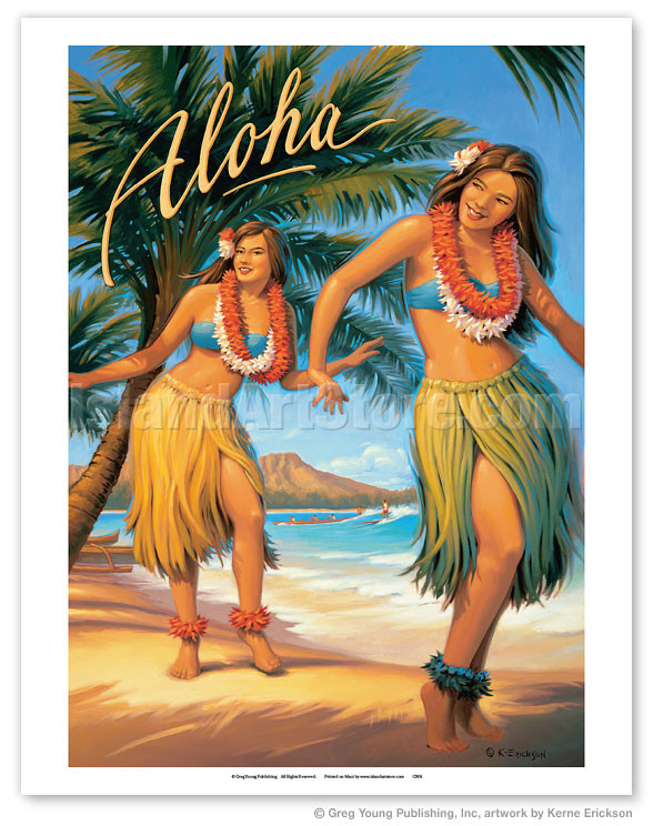 Aloha - Hawaii Girl Hula Dancers by Kerne Erickson - Fine Art