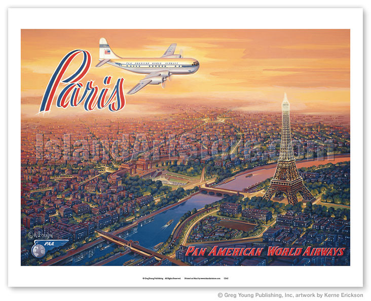 Over Paris, France - Pan American World Airways - Eiffel Tower