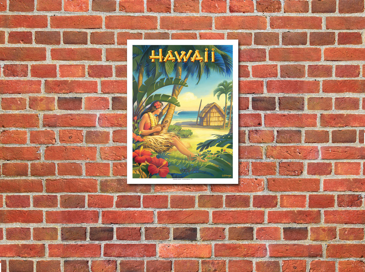 Hawaii - Hula Dancer with Ukulele - Fine Art Prints & Posters