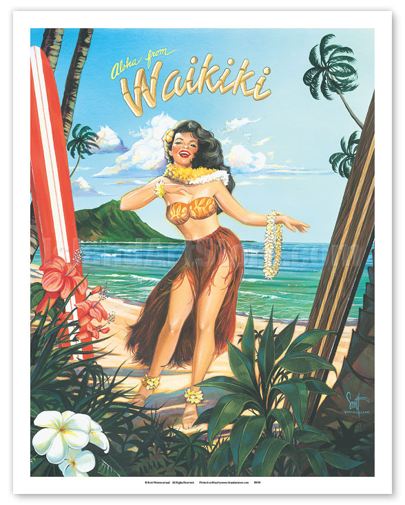 Aloha from Waikiki - Hula Girl Dancer by Scott Westmoreland - Fine