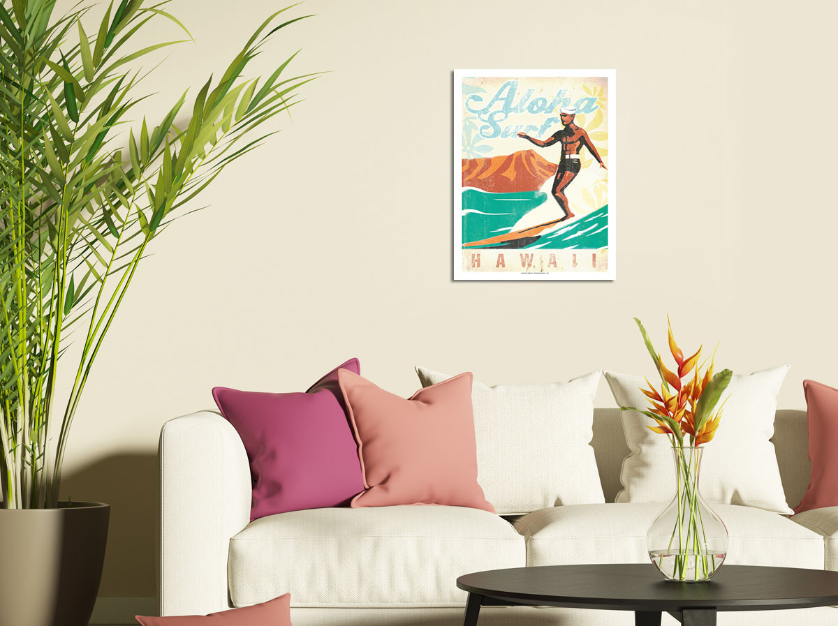 Aloha Surf Hawaii - Surfer On Longboard by Wade Koniakowsky - Fine