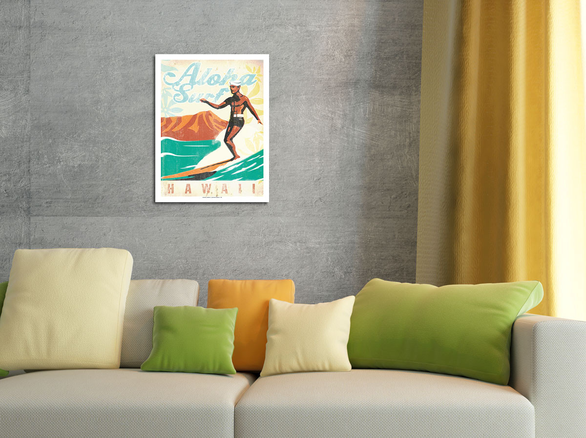 Aloha Surf Hawaii - Surfer On Longboard by Wade Koniakowsky - Fine