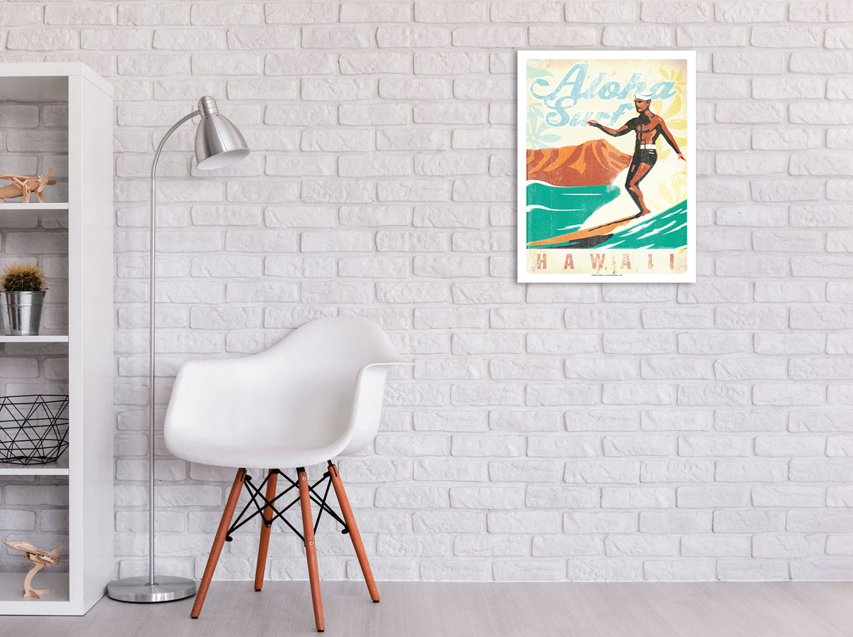 Aloha Surf Hawaii - Surfer On Longboard by Wade Koniakowsky - Fine