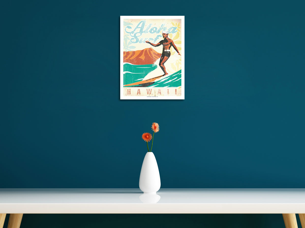 Aloha Surf Hawaii - Surfer On Longboard by Wade Koniakowsky - Fine